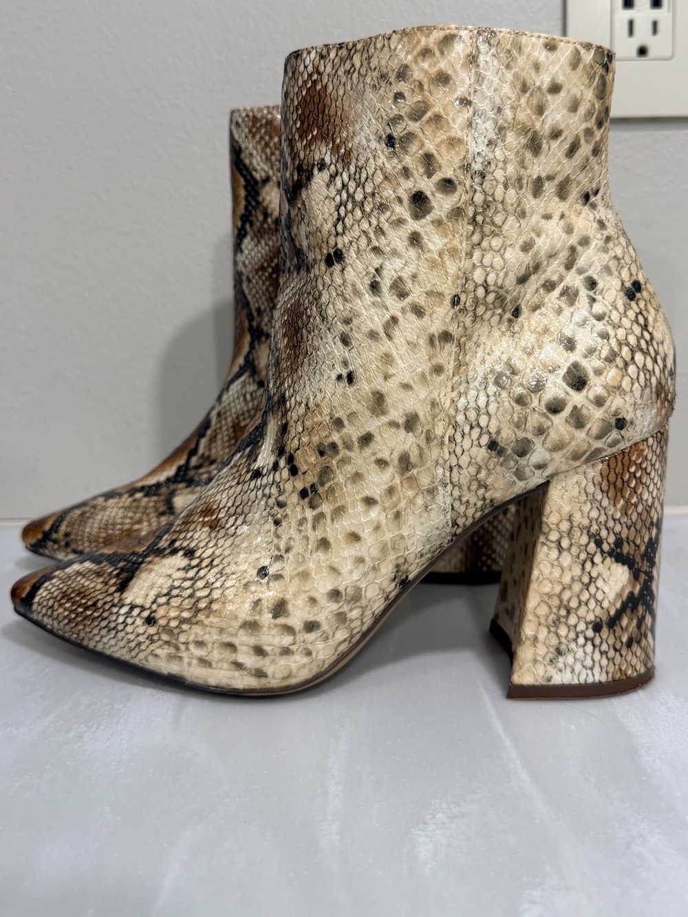 Charles By Charles David Virgil Snake-Print Ankle Boots 8.5